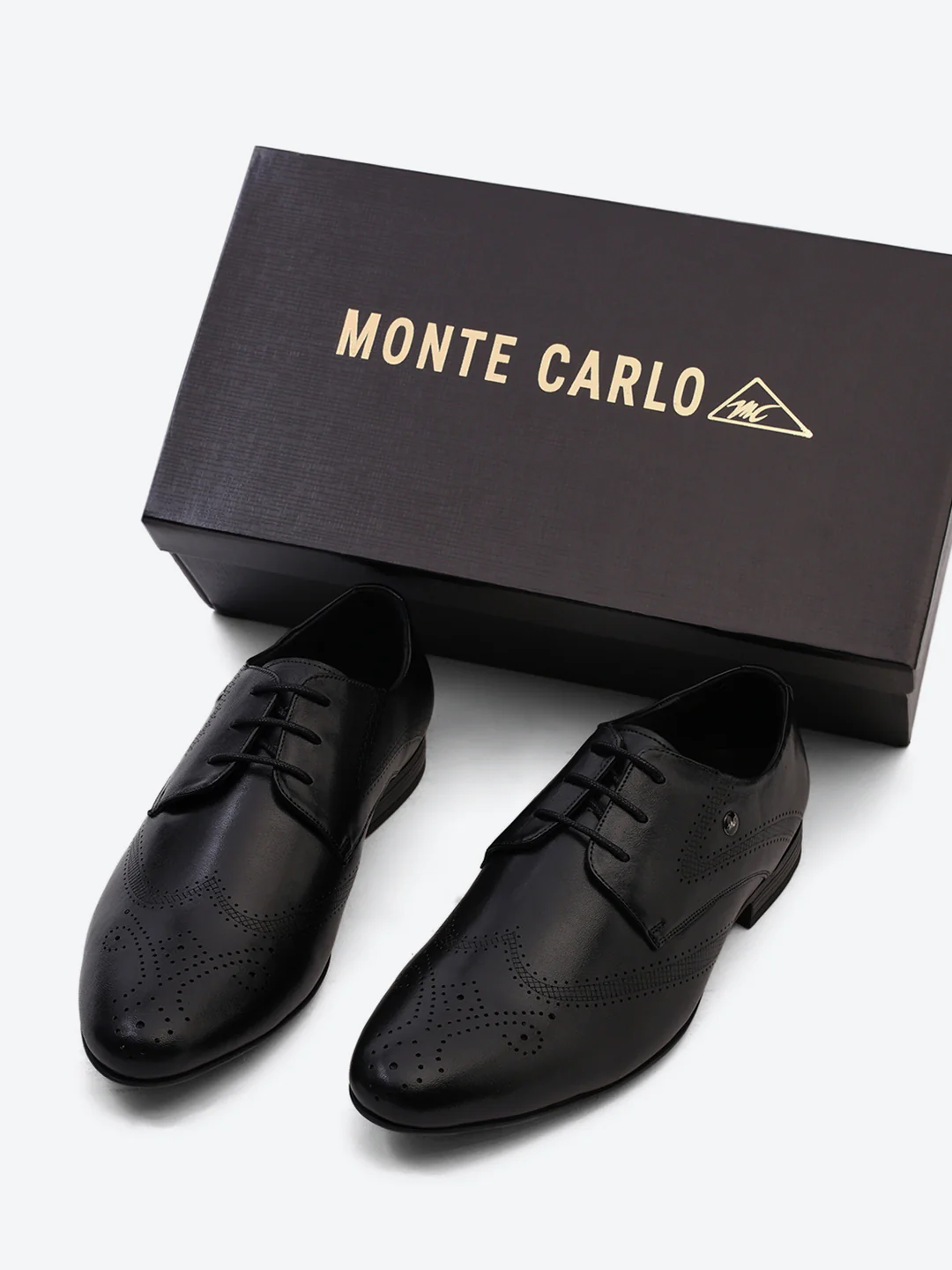 Men Black Lace Up Leather Formal Derby - Image 2