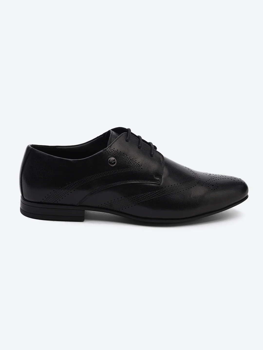 Men Black Lace Up Leather Formal Derby - Image 5