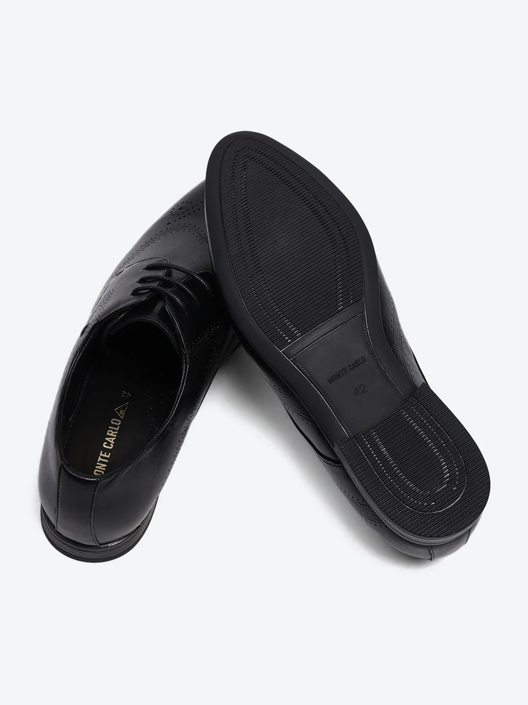 Men Black Lace Up Leather Formal Derby - Image 8