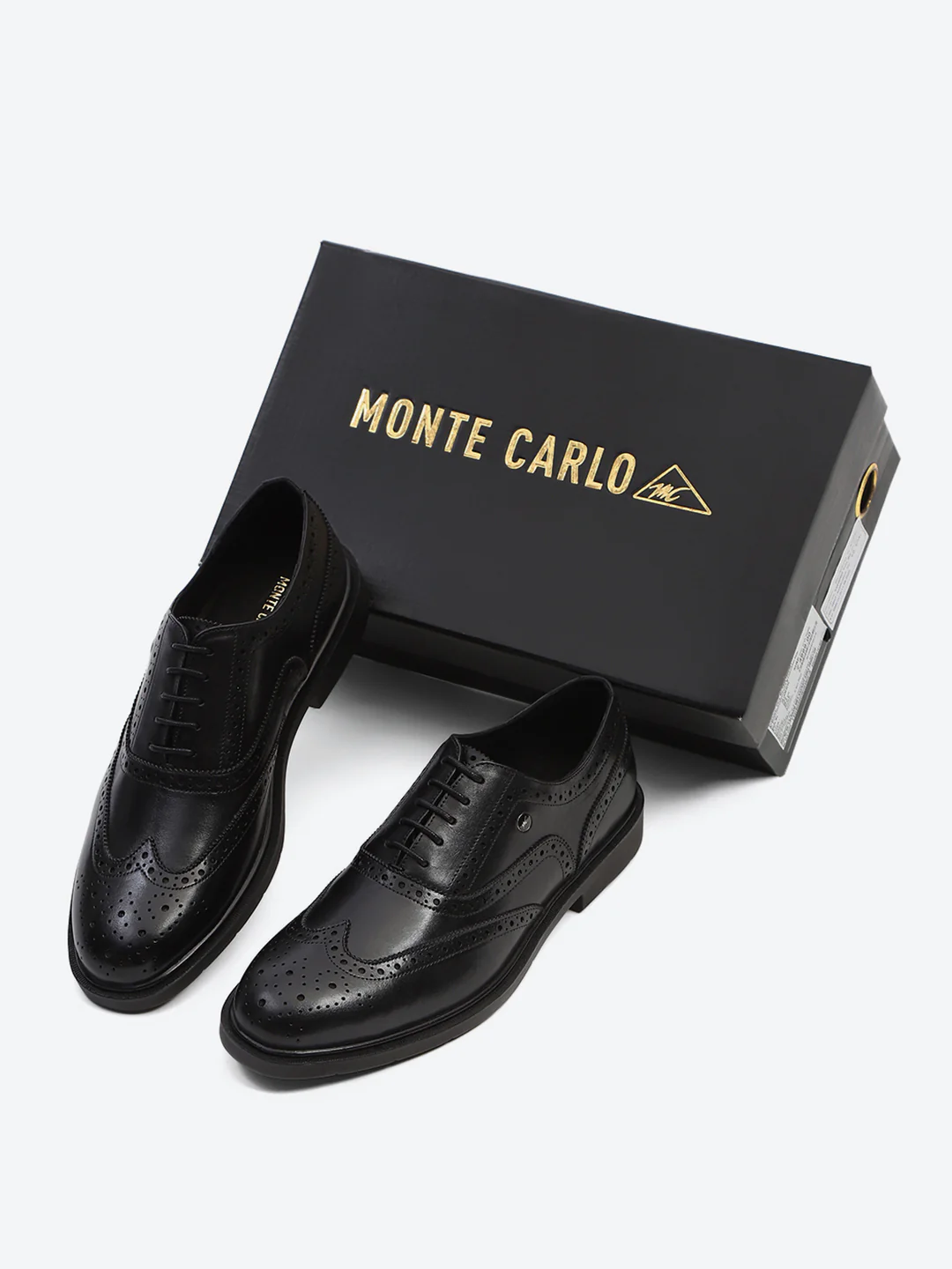 Men Black Lace Up Leather Formal Oxfords - Image 2