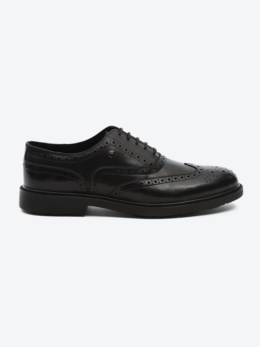 Men Black Lace Up Leather Formal Oxfords - Image 5