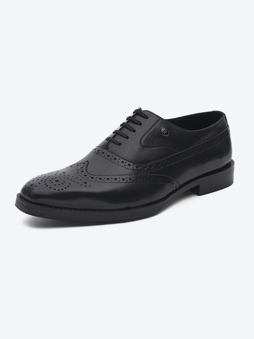 Men Black Lace Up Leather Formal Brogues - Image 3