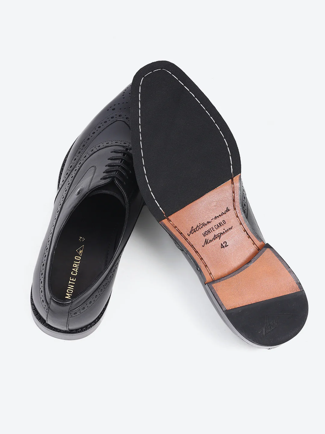 Men Black Lace Up Leather Formal Brogues - Image 6