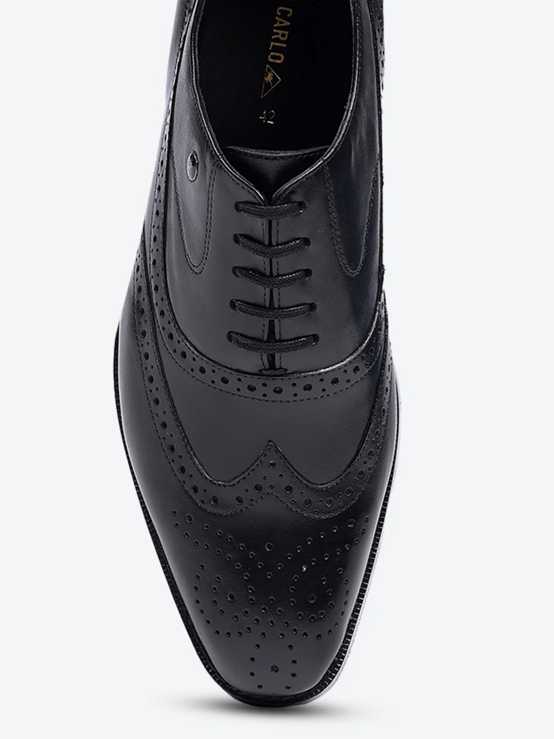 Men Black Lace Up Leather Formal Brogues - Image 8