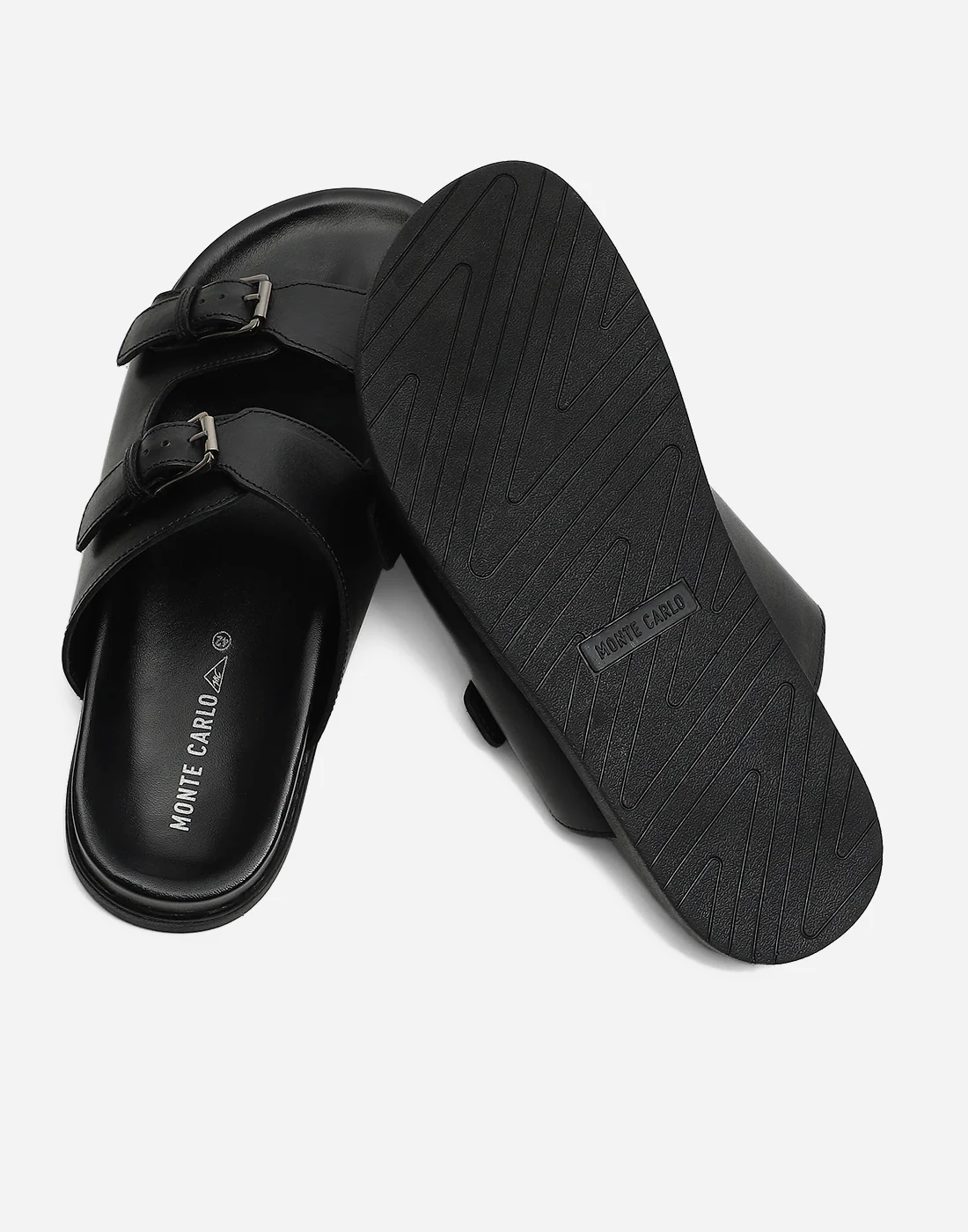 Men Black Leather Comfort Casual Slippers - Image 8