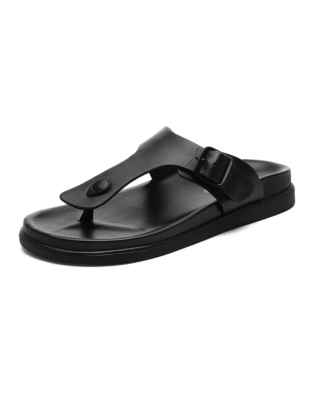 Men Black Leather Comfort Casual Slippers - Image 4