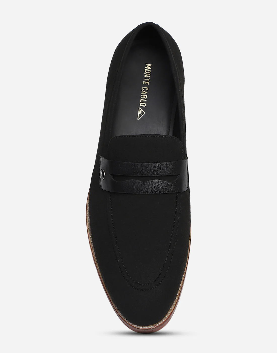 Men Black Slip on Microfiber Loafers - Image 5