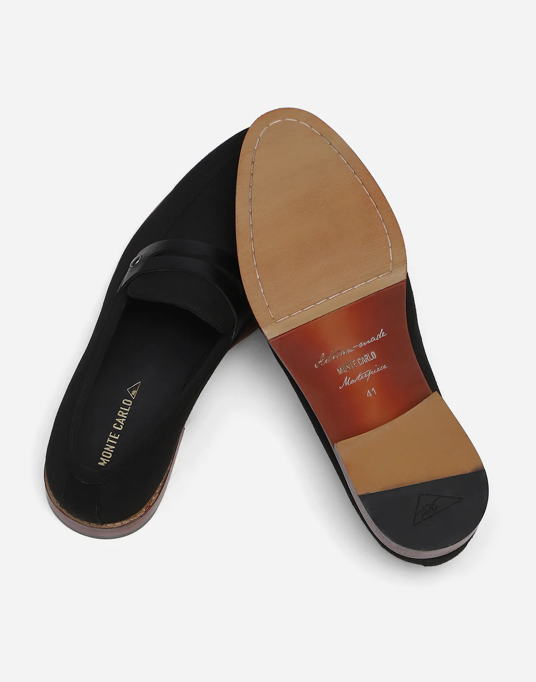 Men Black Slip on Microfiber Loafers - Image 6