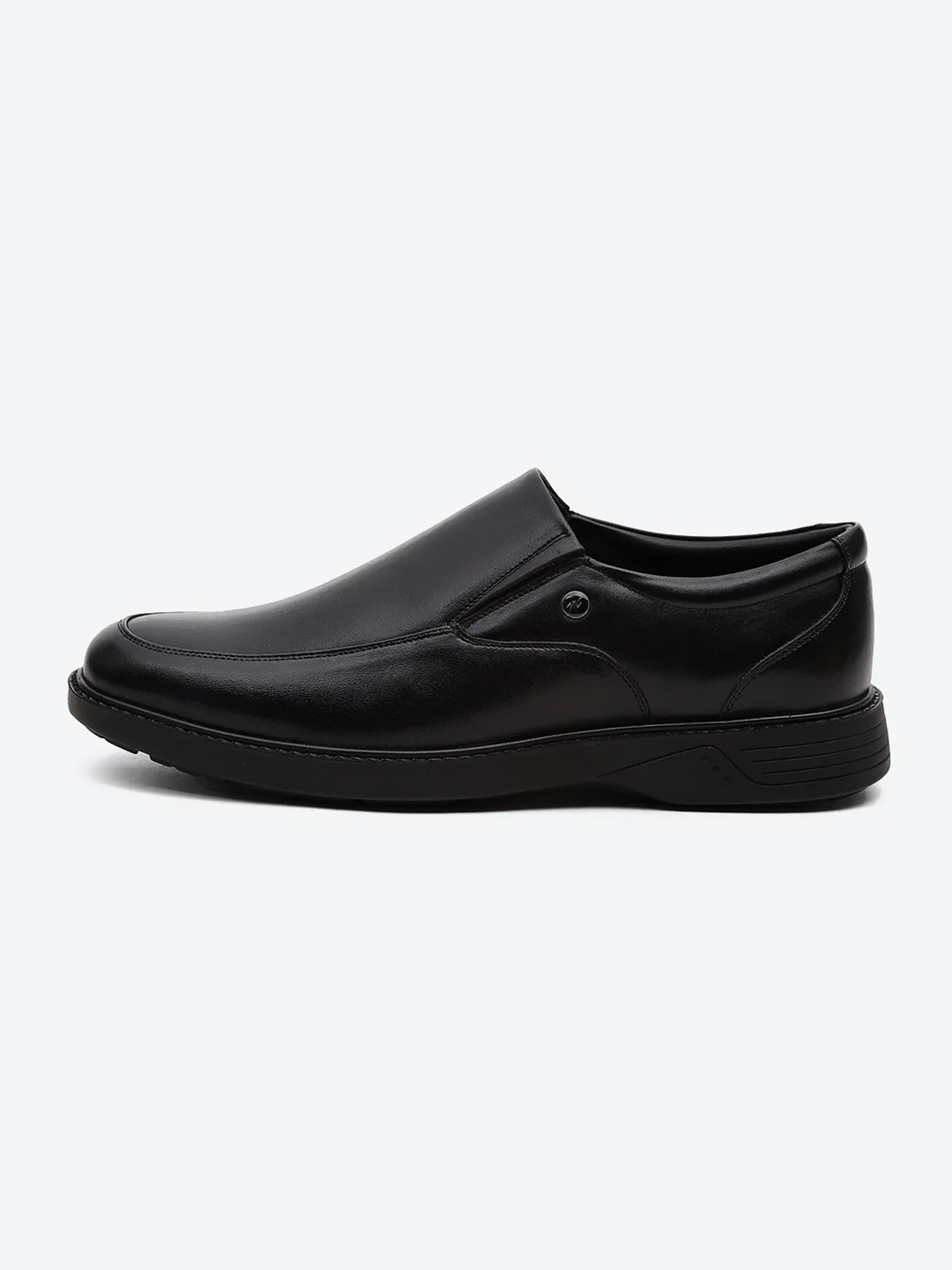 Men Black Leather Slip on Shoes - Image 4