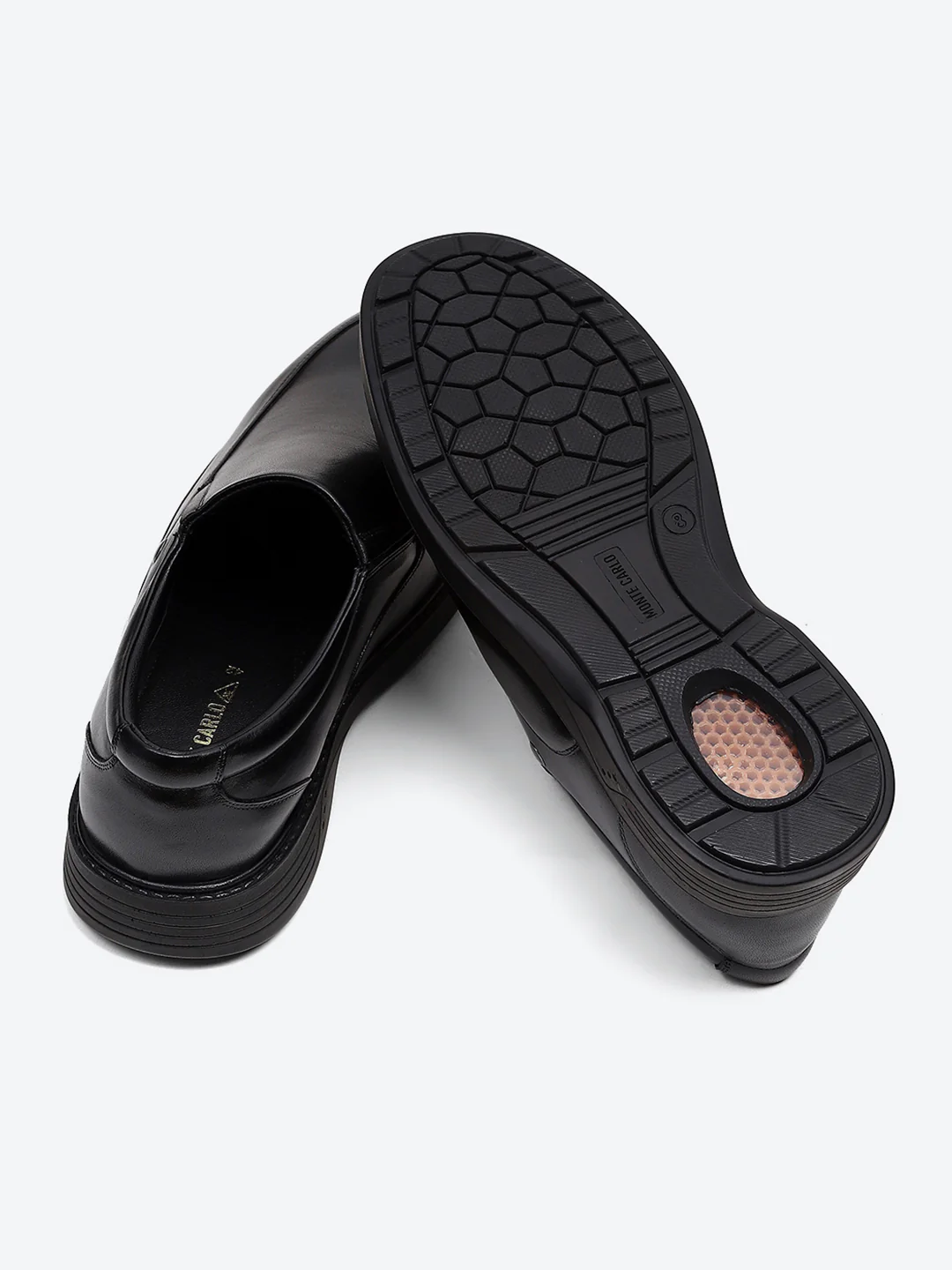 Men Black Leather Slip on Shoes - Image 8