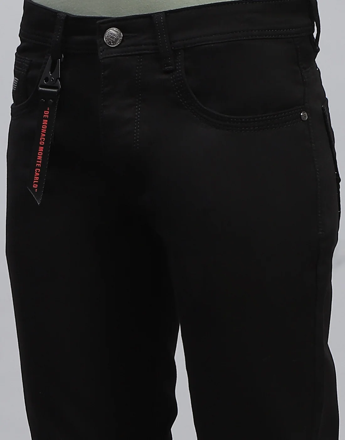 Men Black Light Wash Skinny Fit Denim - Image 6