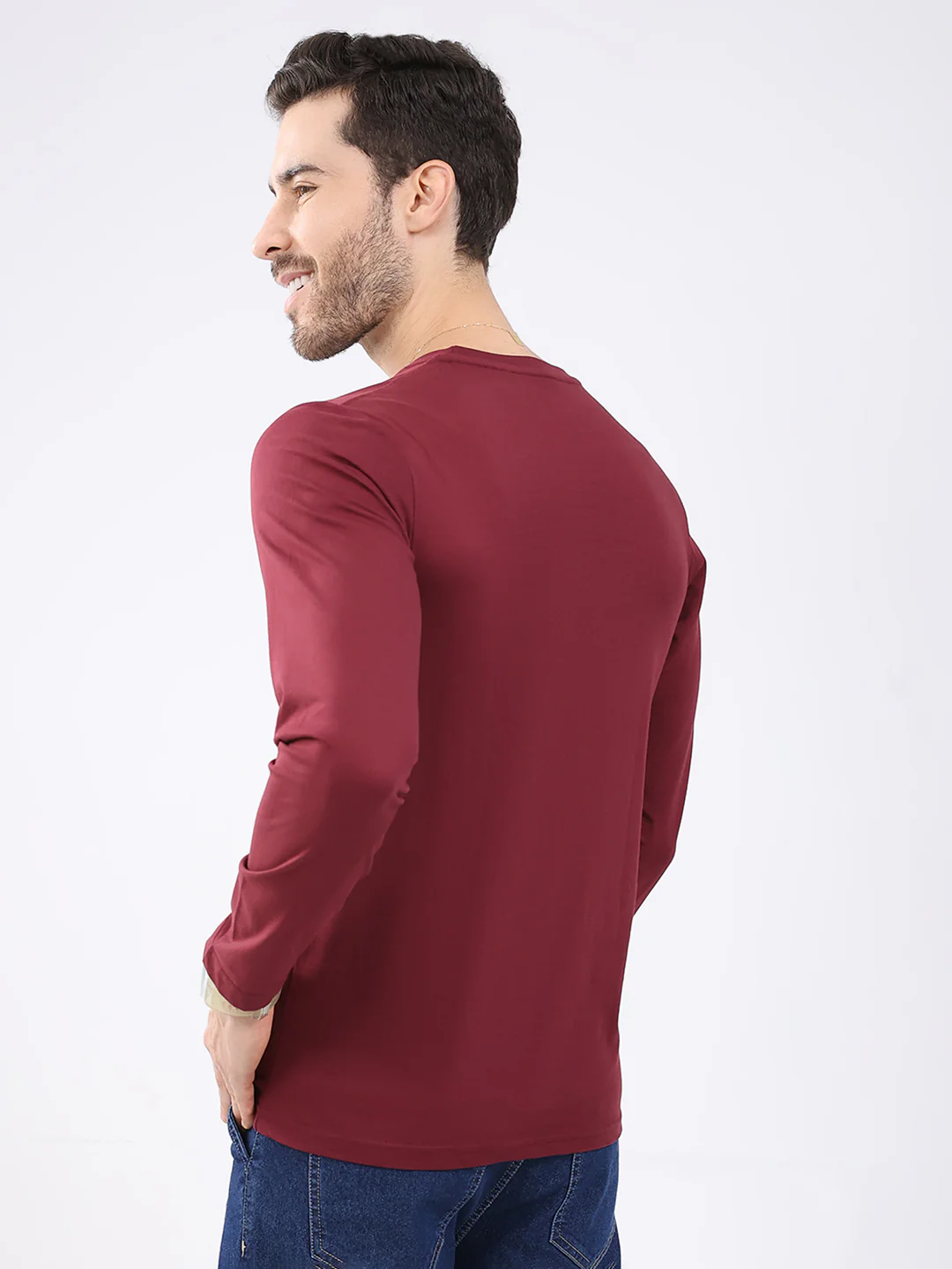 Men Black & Maroon Solid Round Neck Full Sleeve T-Shirt (Pack of 2) - Image 6