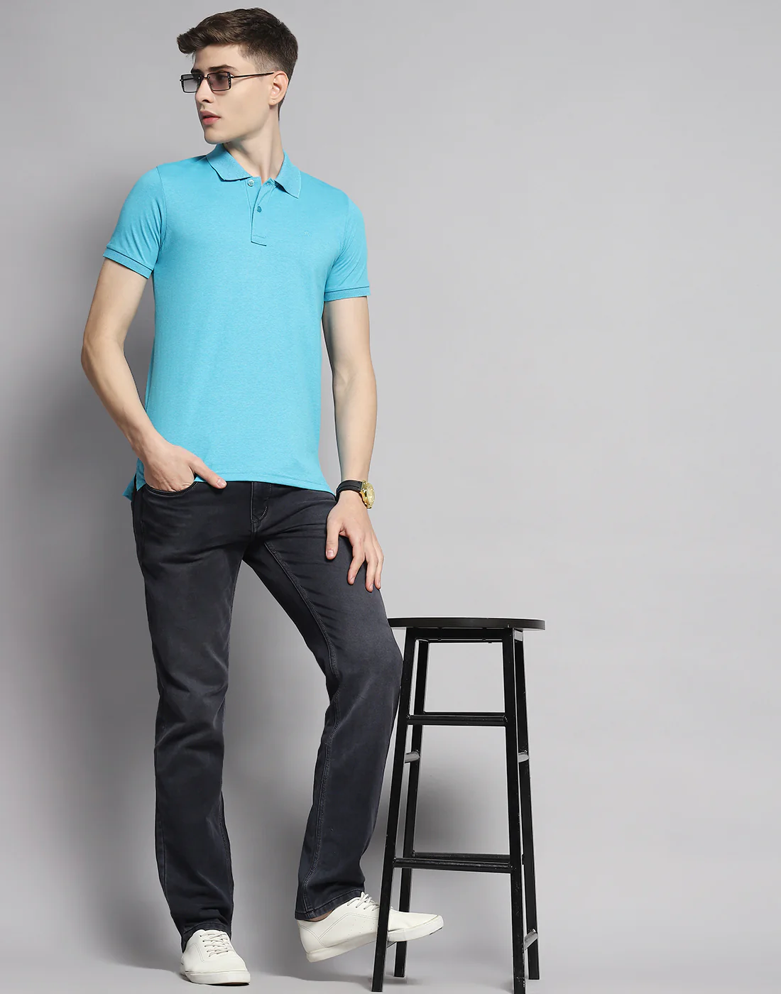Men Black Normal Wash Straight Fit Denim - Image 3