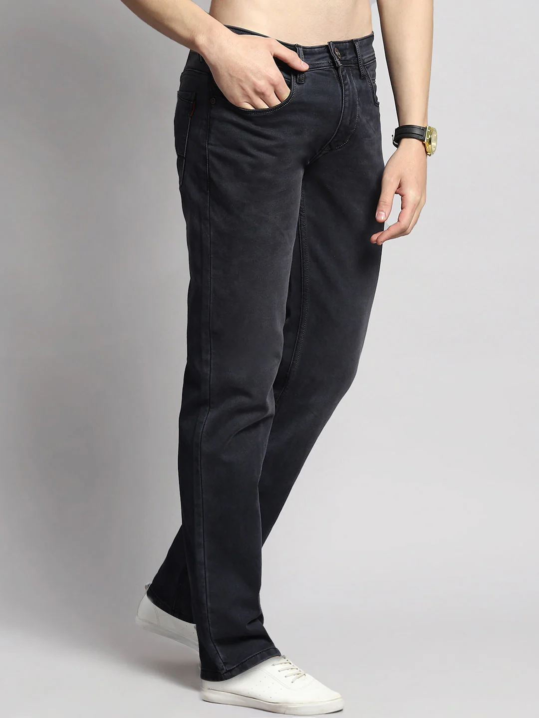 Men Black Normal Wash Straight Fit Denim - Image 6