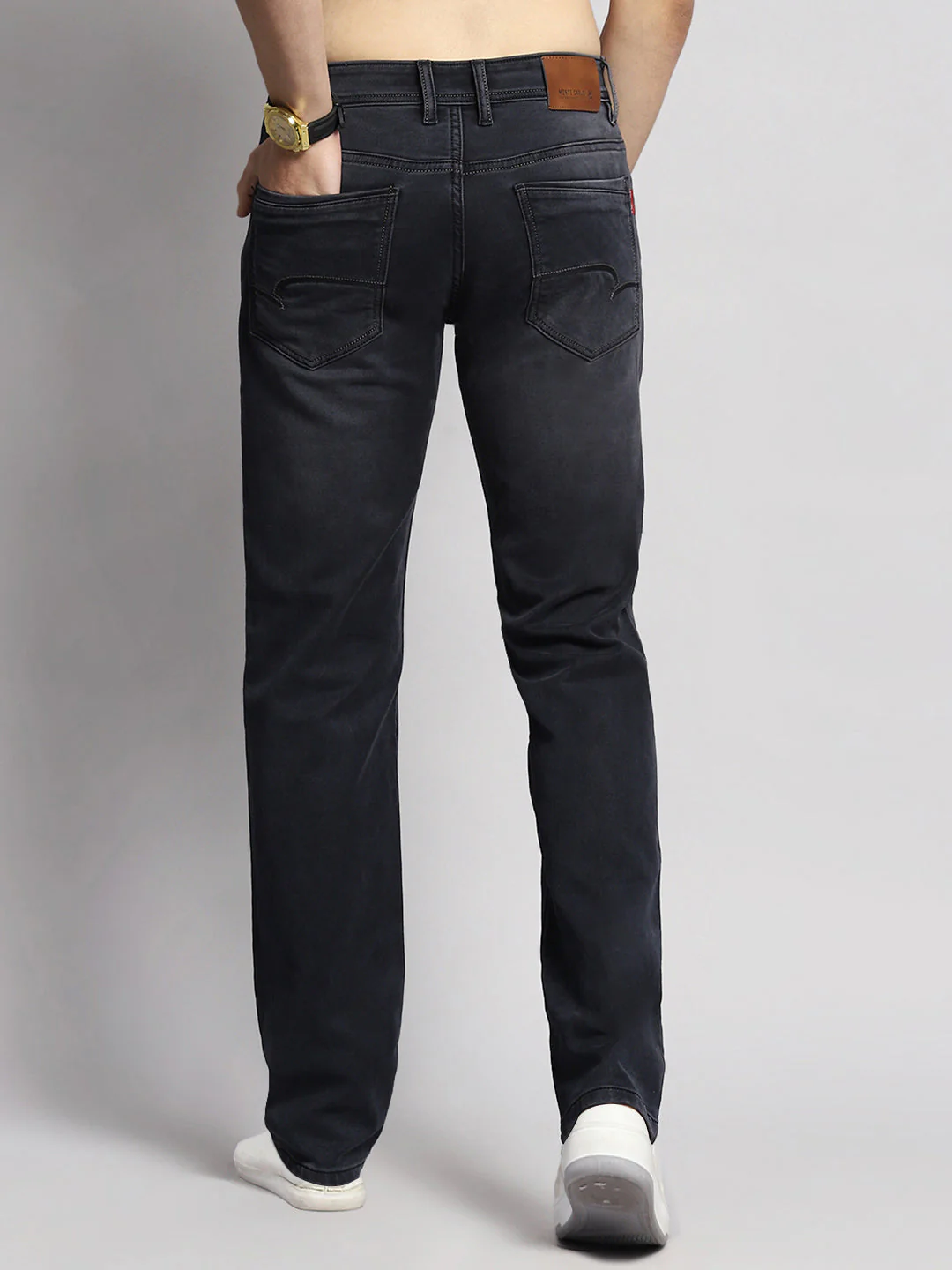 Men Black Normal Wash Straight Fit Denim - Image 7