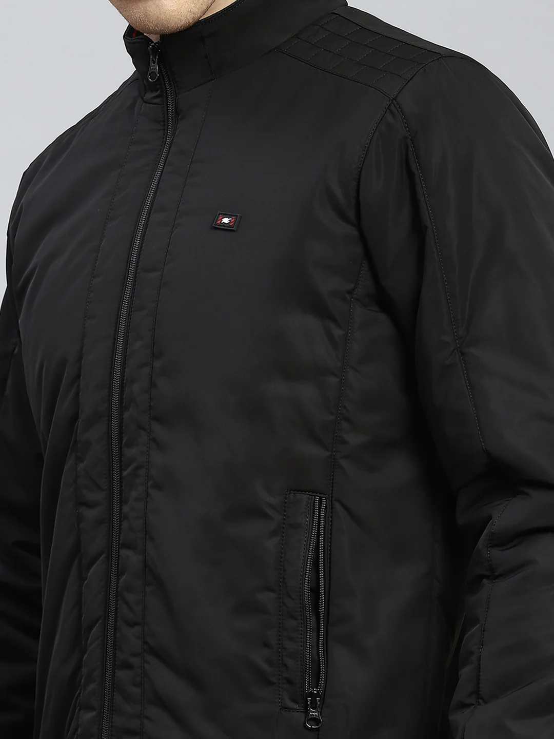 Men Black Plain Jacket - Image 6