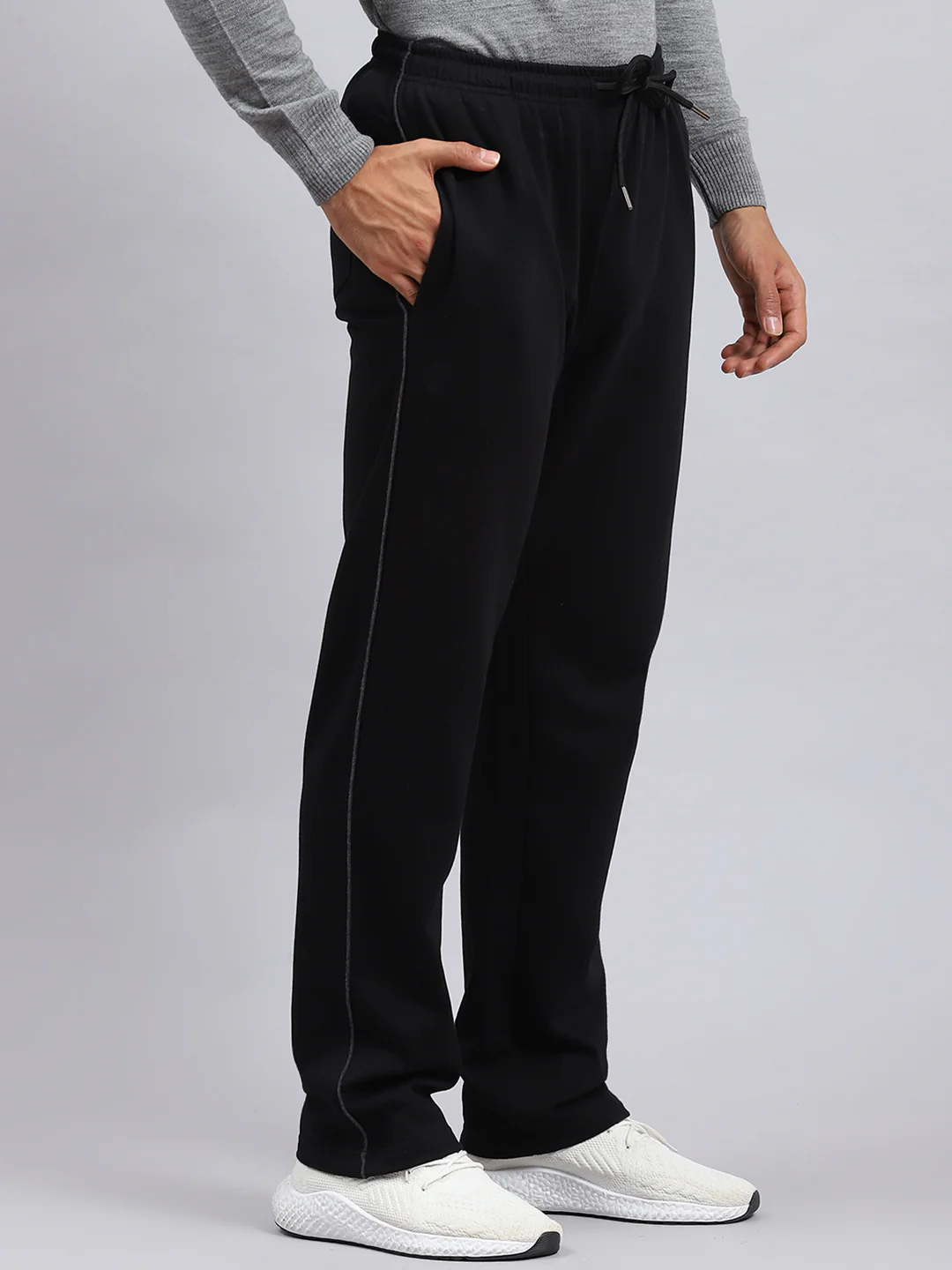 Men Black Plain Winter Lower - Image 3