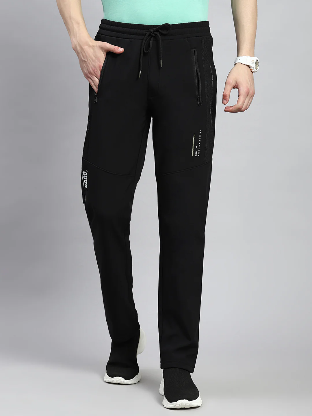 Men Black Plain Winter Lower - Image 2