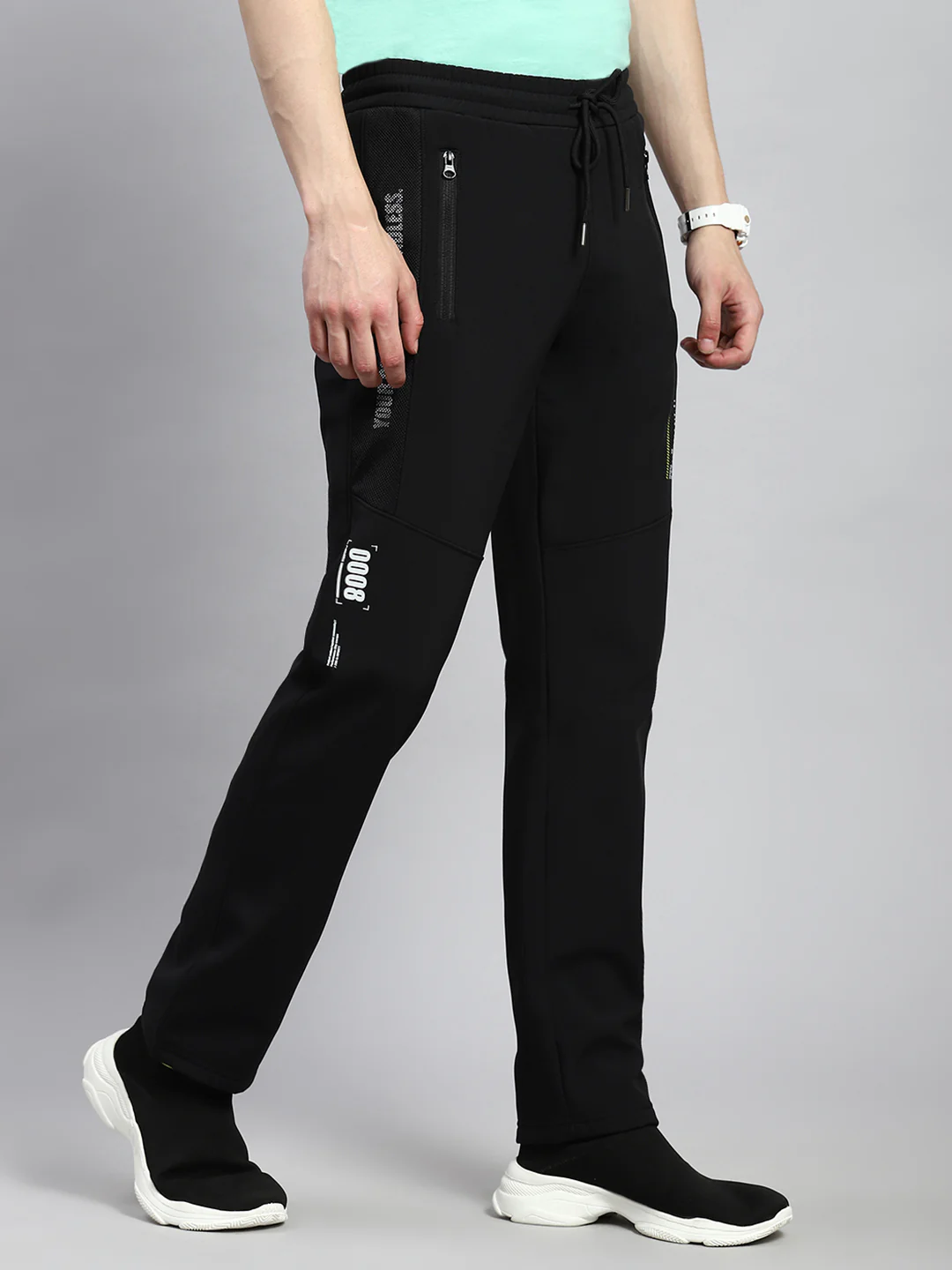Men Black Plain Winter Lower - Image 3