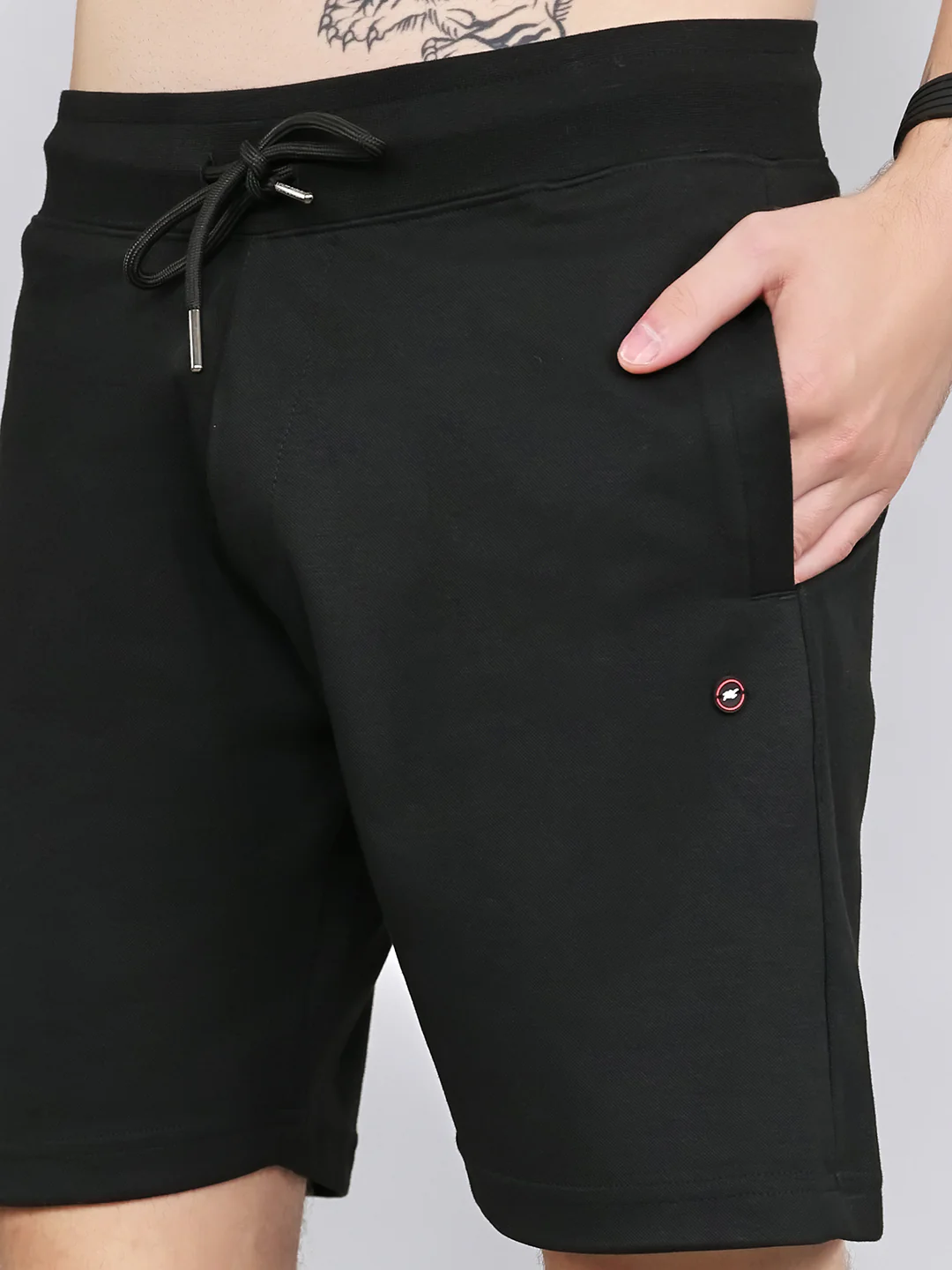Men Black Plain Regular Fit Bermuda - Image 5