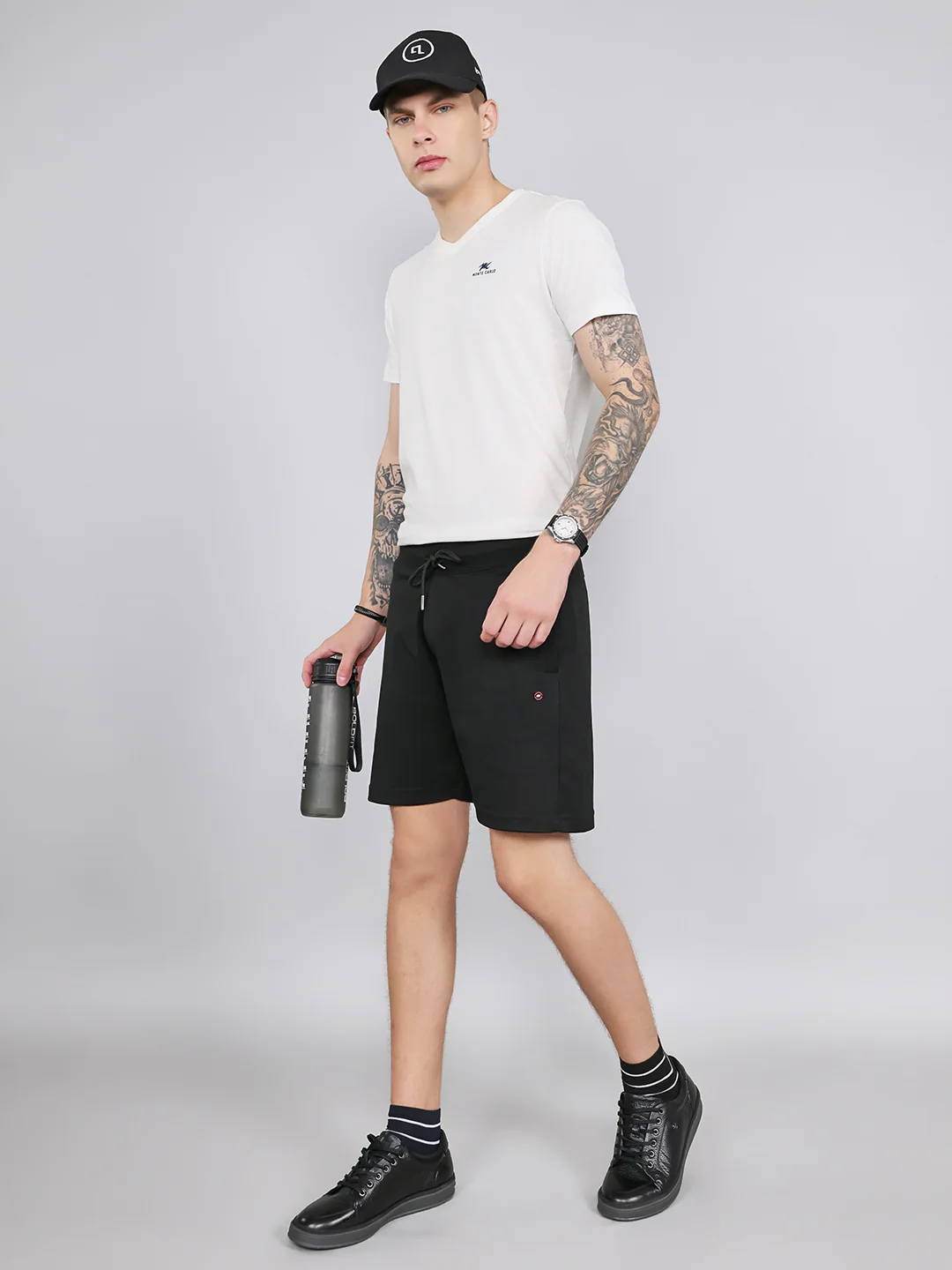 Men Black Plain Regular Fit Bermuda - Image 6