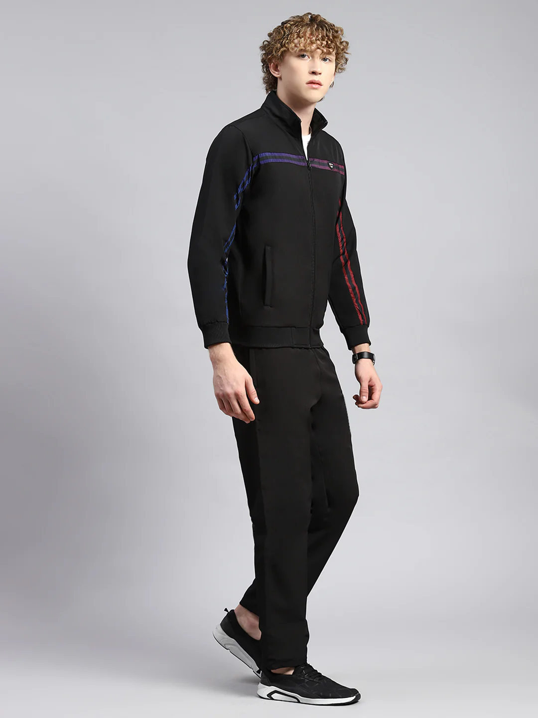 Men Black Plain Tracksuit - Image 3