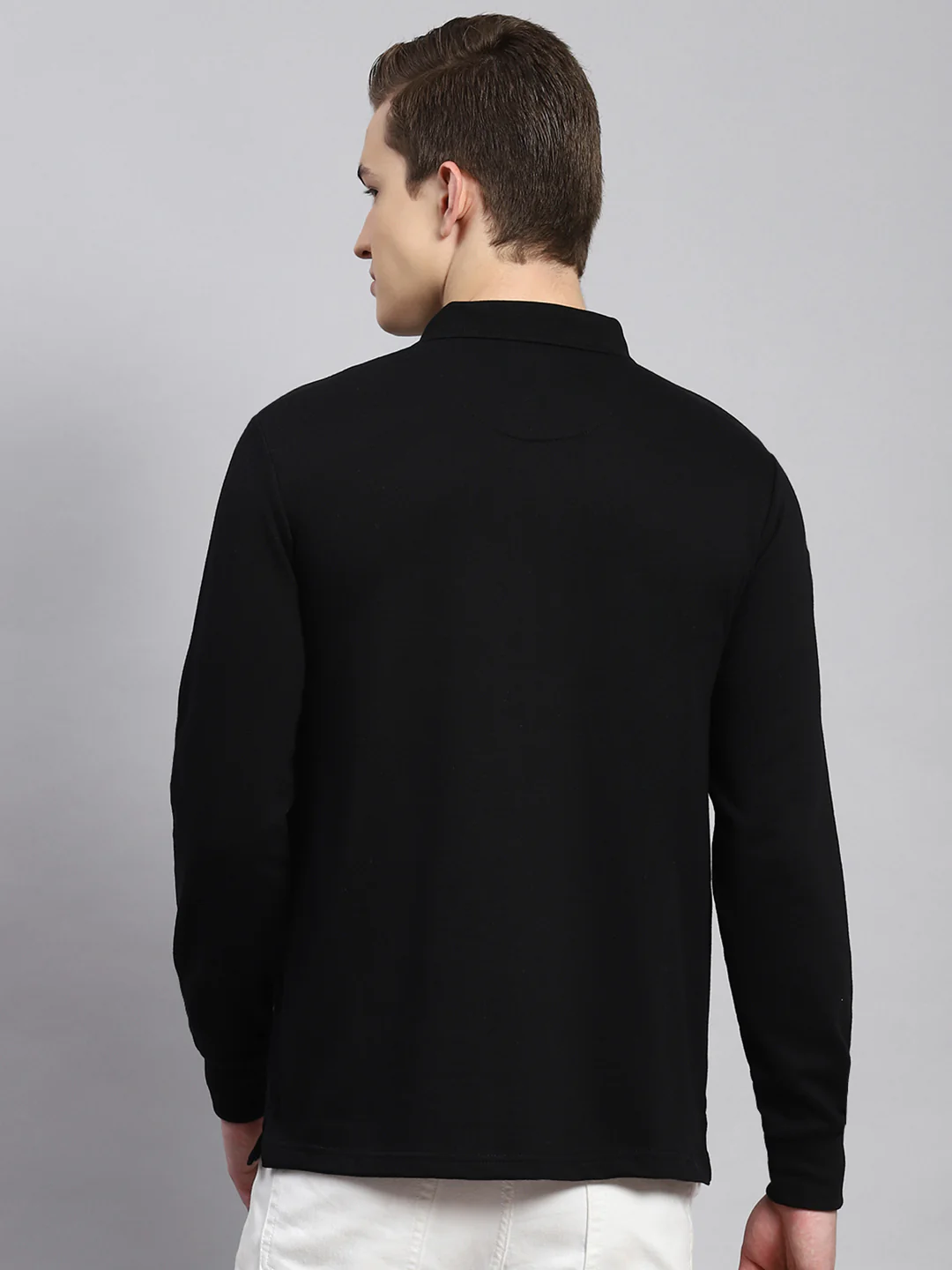 Men Black Plain Winter T-Shirt - Image 5