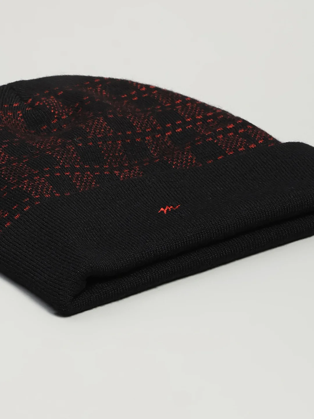 Men Black Printed Blend Wool Cap - Image 7
