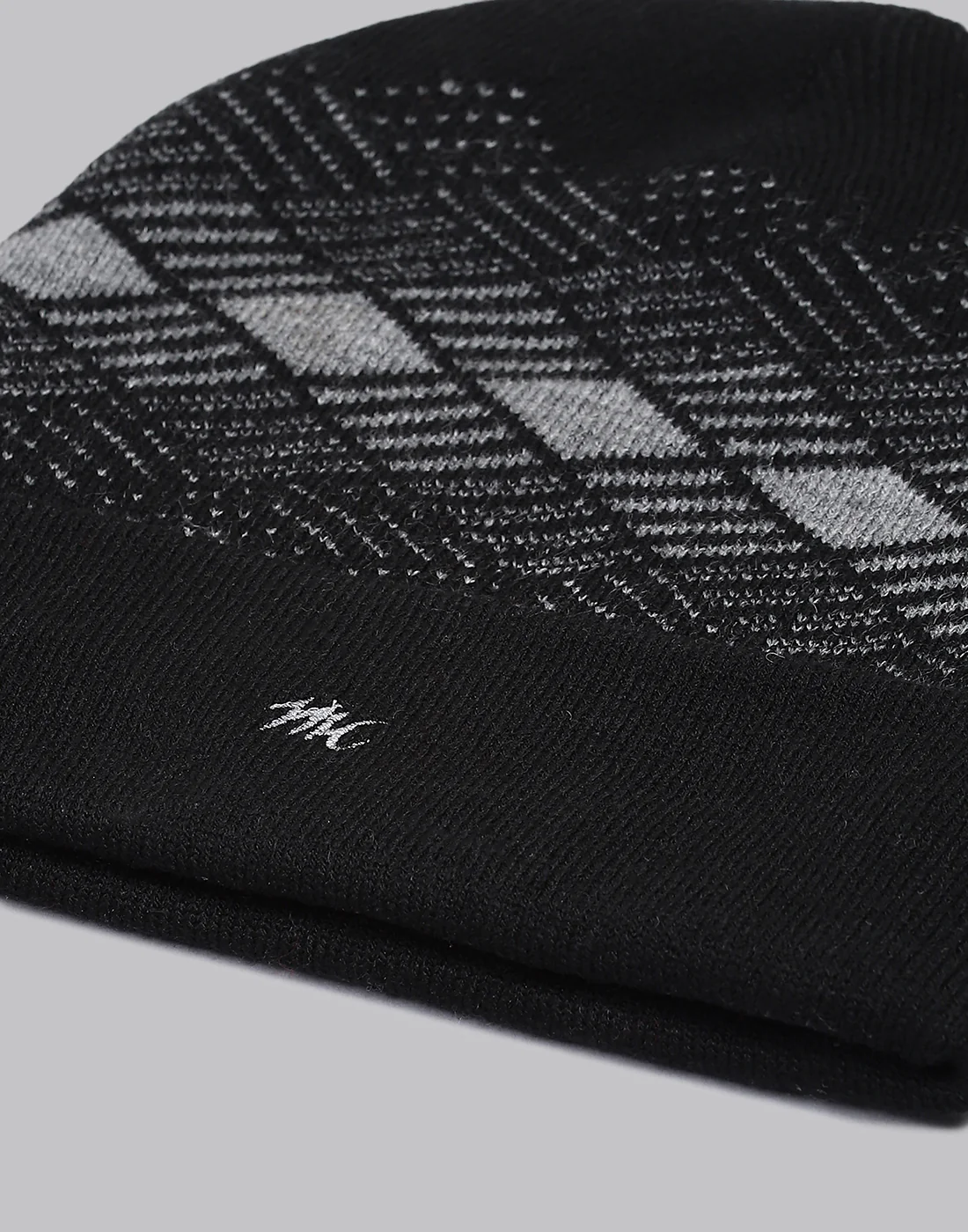 Men Black Printed Blend Wool Cap - Image 7
