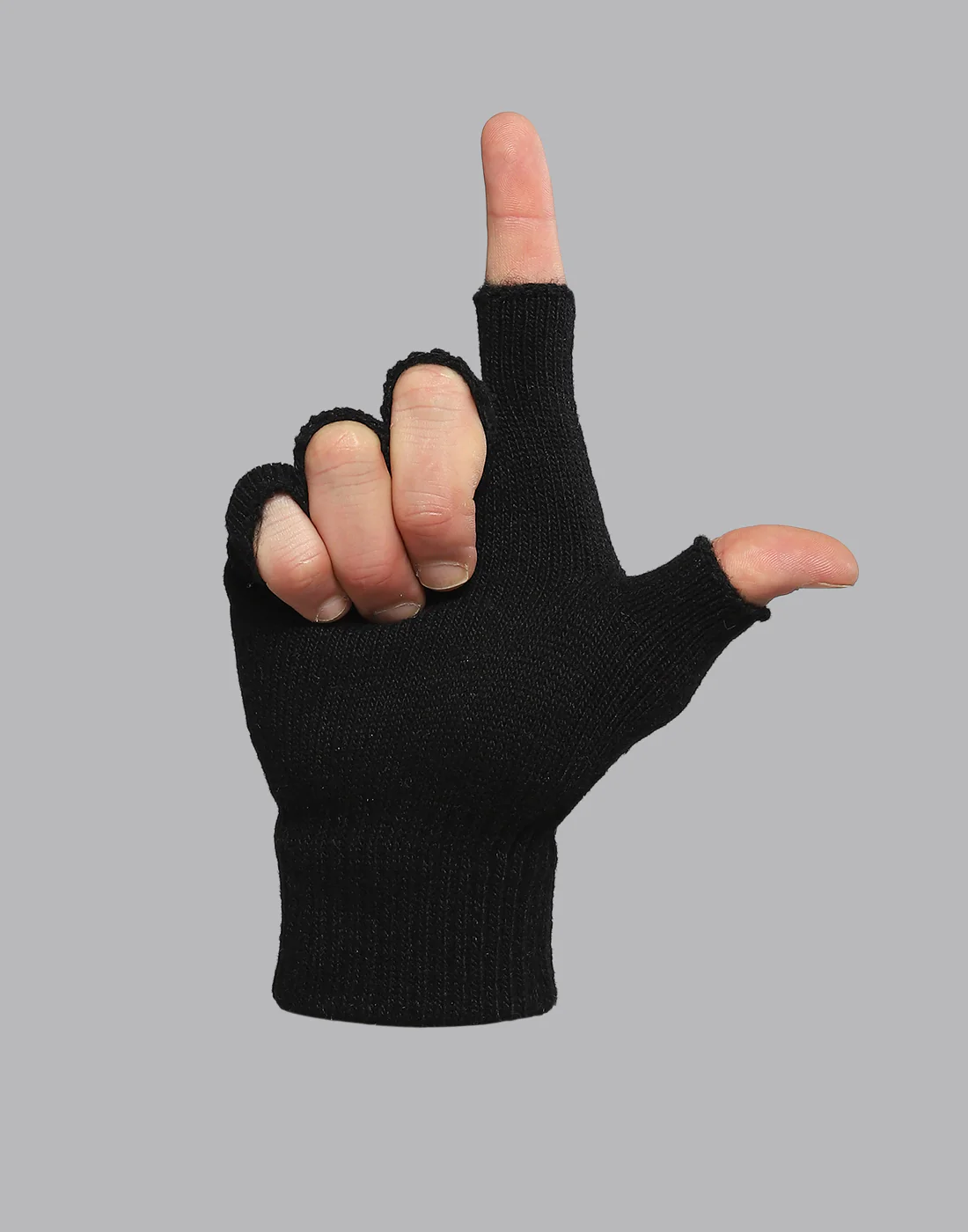 Men Black Printed Blend Wool Gloves - Image 4