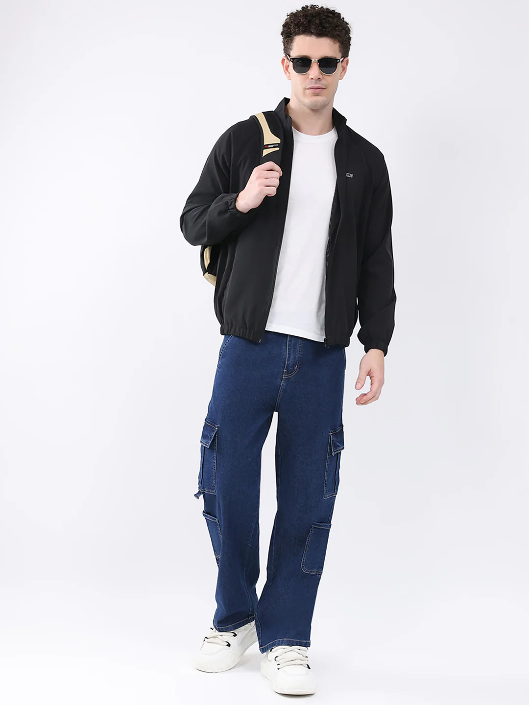 Men Black Printed Collar Full Sleeve Jacket - Image 2