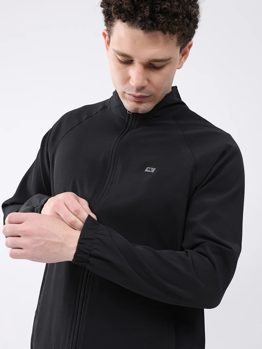 Men Black Printed Collar Full Sleeve Jacket - Image 6