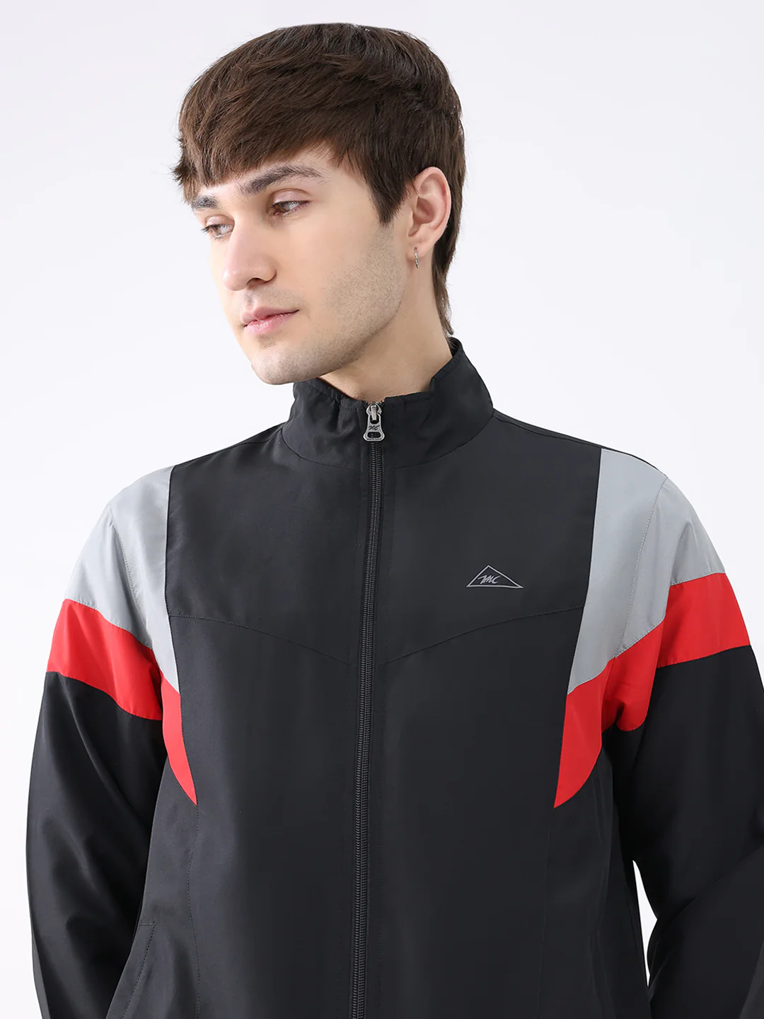 Men Black Printed Collar Full Sleeve Jacket - Image 7