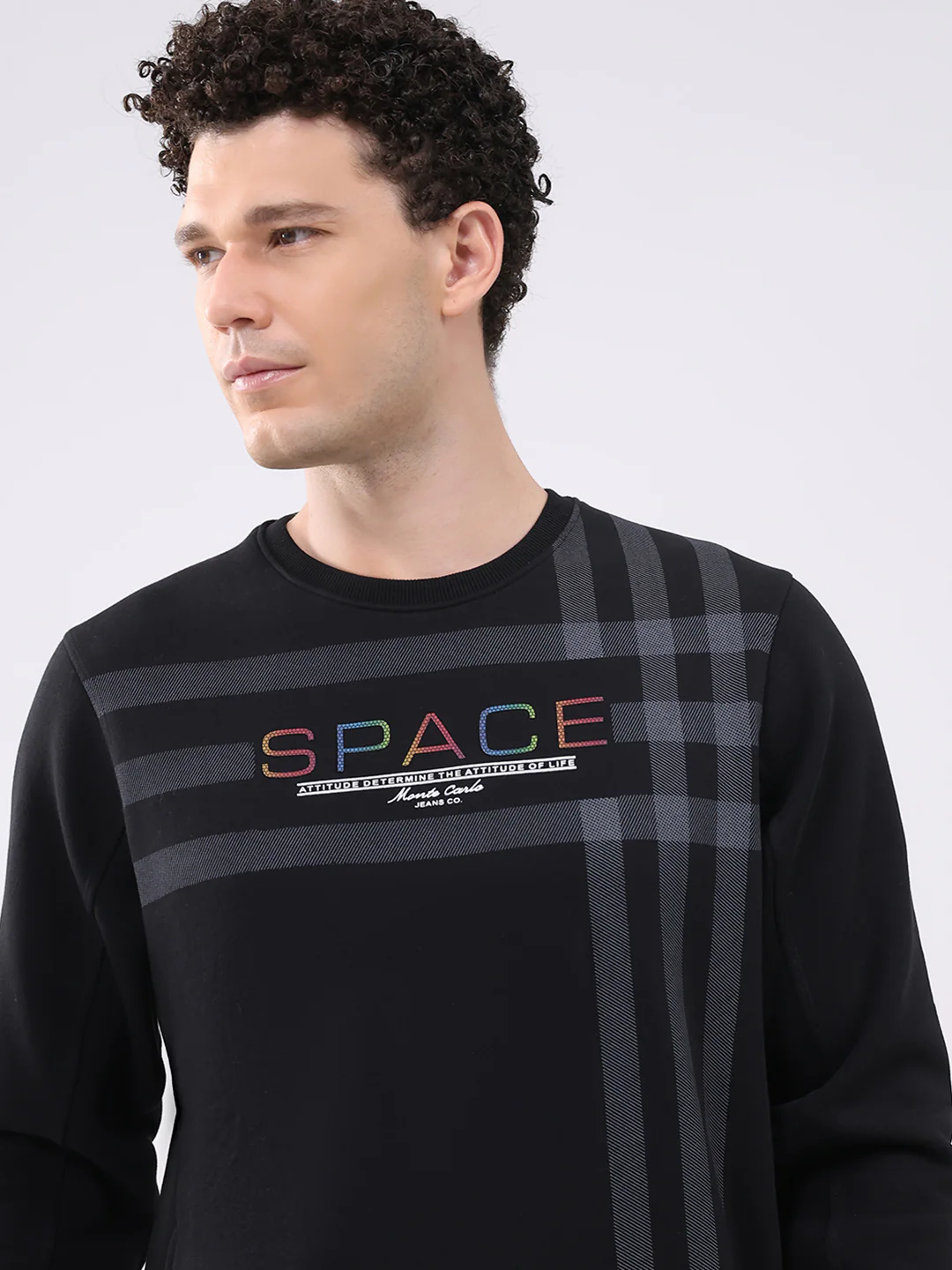 Men Black Printed Collar Full Sleeve Winter Tracksuit - Image 6