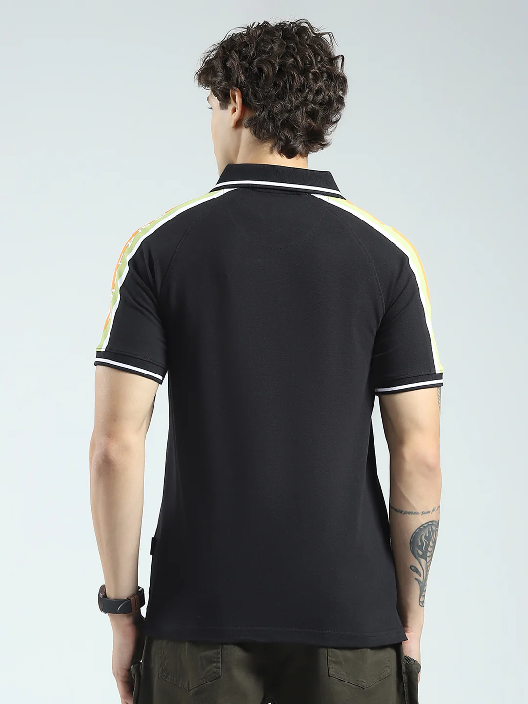 Rock.it Men Black Printed Collar Half Sleeve T-Shirt - Image 5