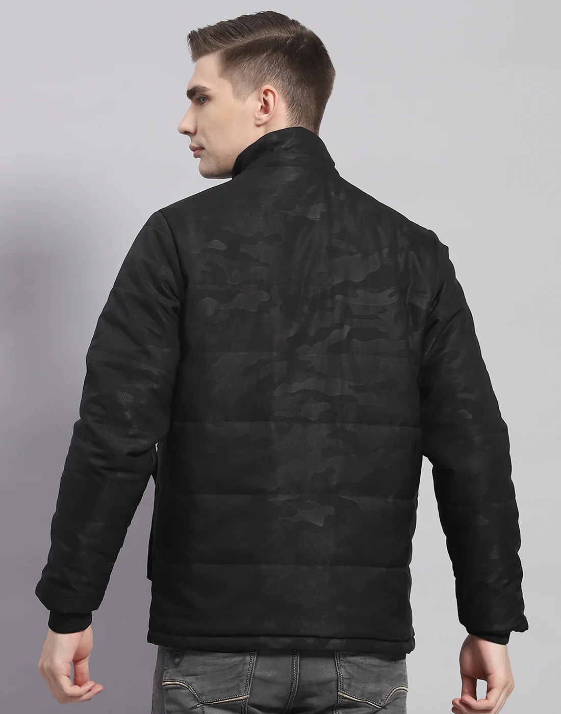 Men Black Printed Hooded Full Sleeve Jacket - Image 6