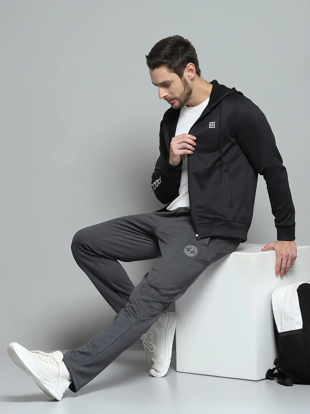 Rock.it Men Black Printed Hooded Full Sleeve Sweatshirt - Image 2