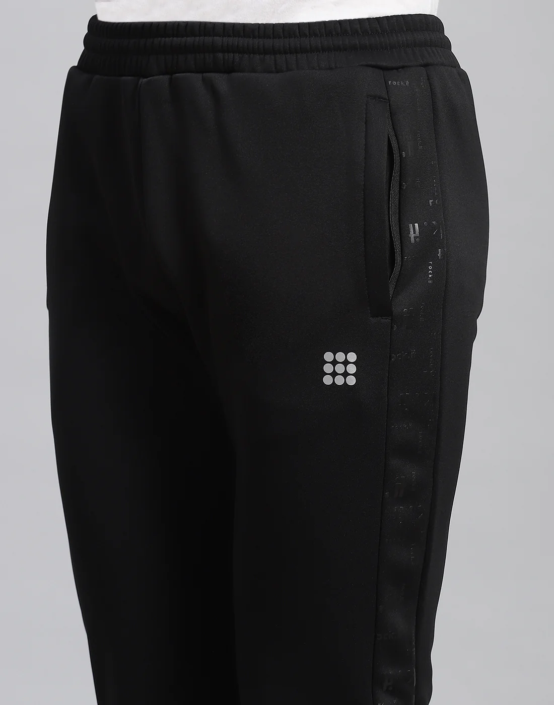 Rock.it Men Black Printed Hooded Full Sleeve Tracksuit - Image 9