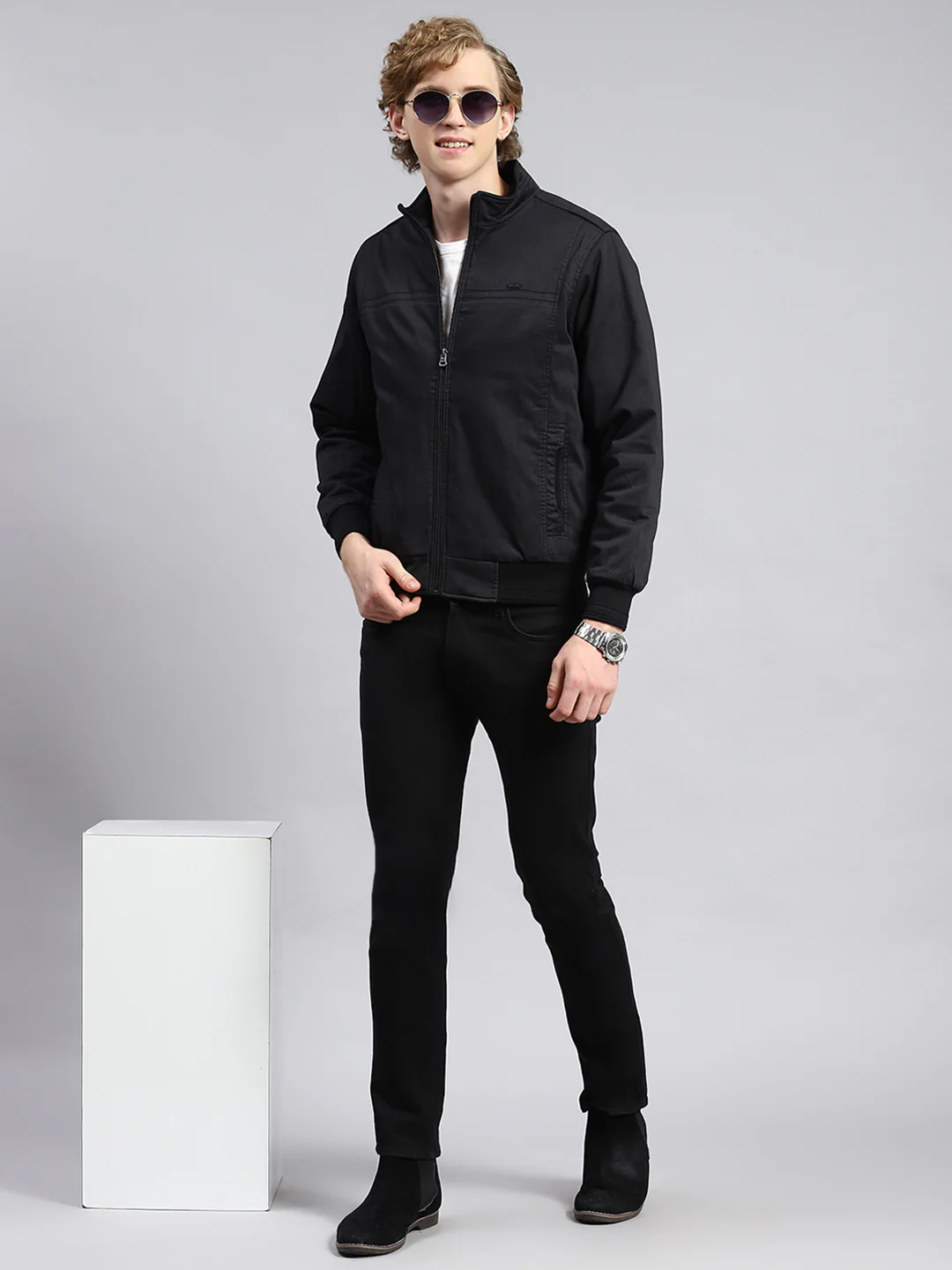 Men Black Printed Jacket