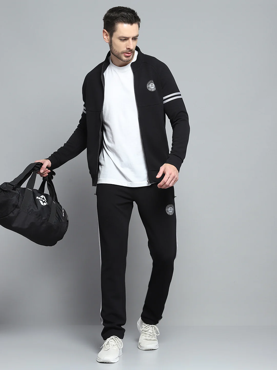 Rock.it Men Black Printed Mock Neck Full Sleeve Winter Tracksuit - Image 2