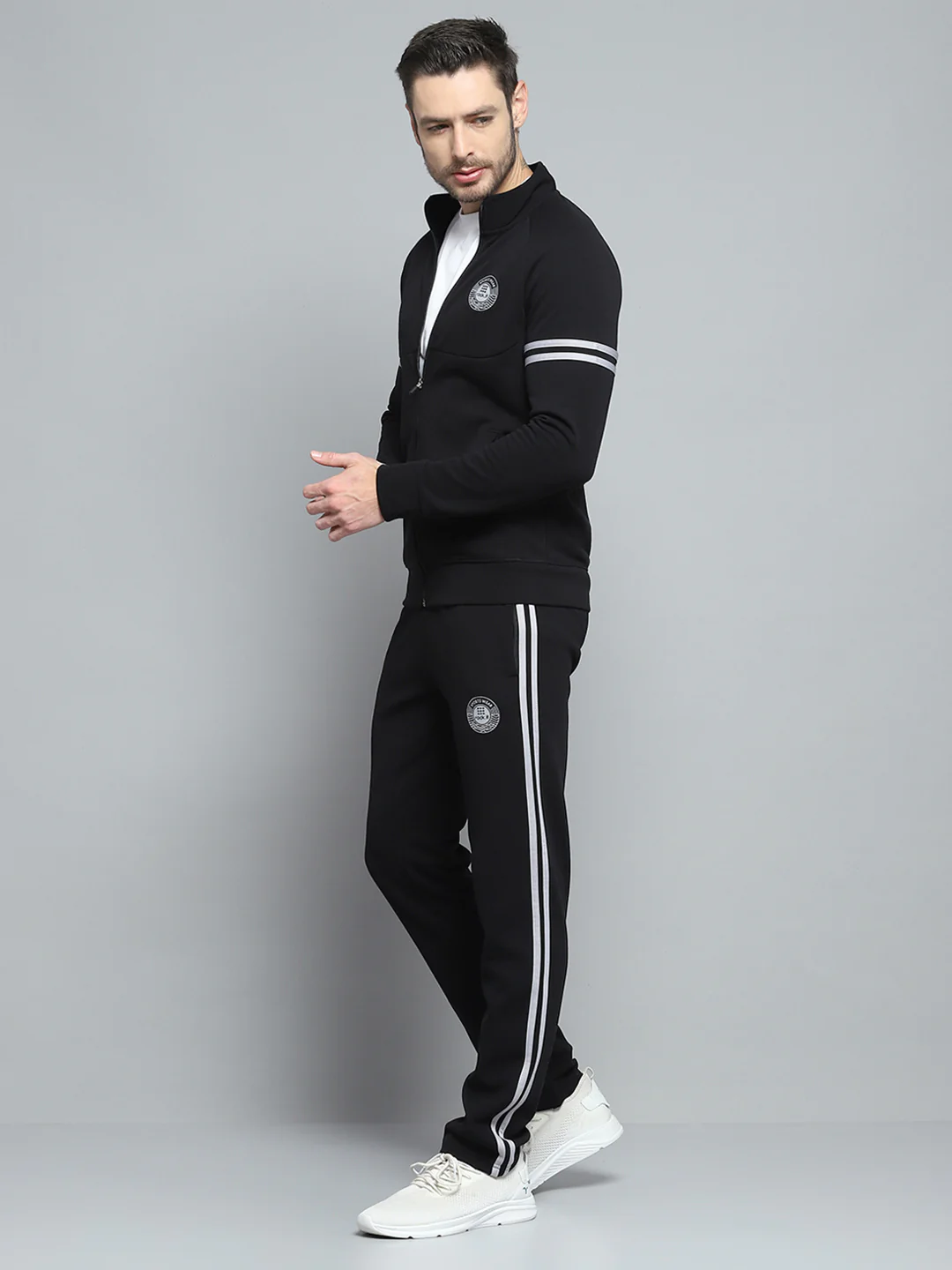 Rock.it Men Black Printed Mock Neck Full Sleeve Winter Tracksuit - Image 3