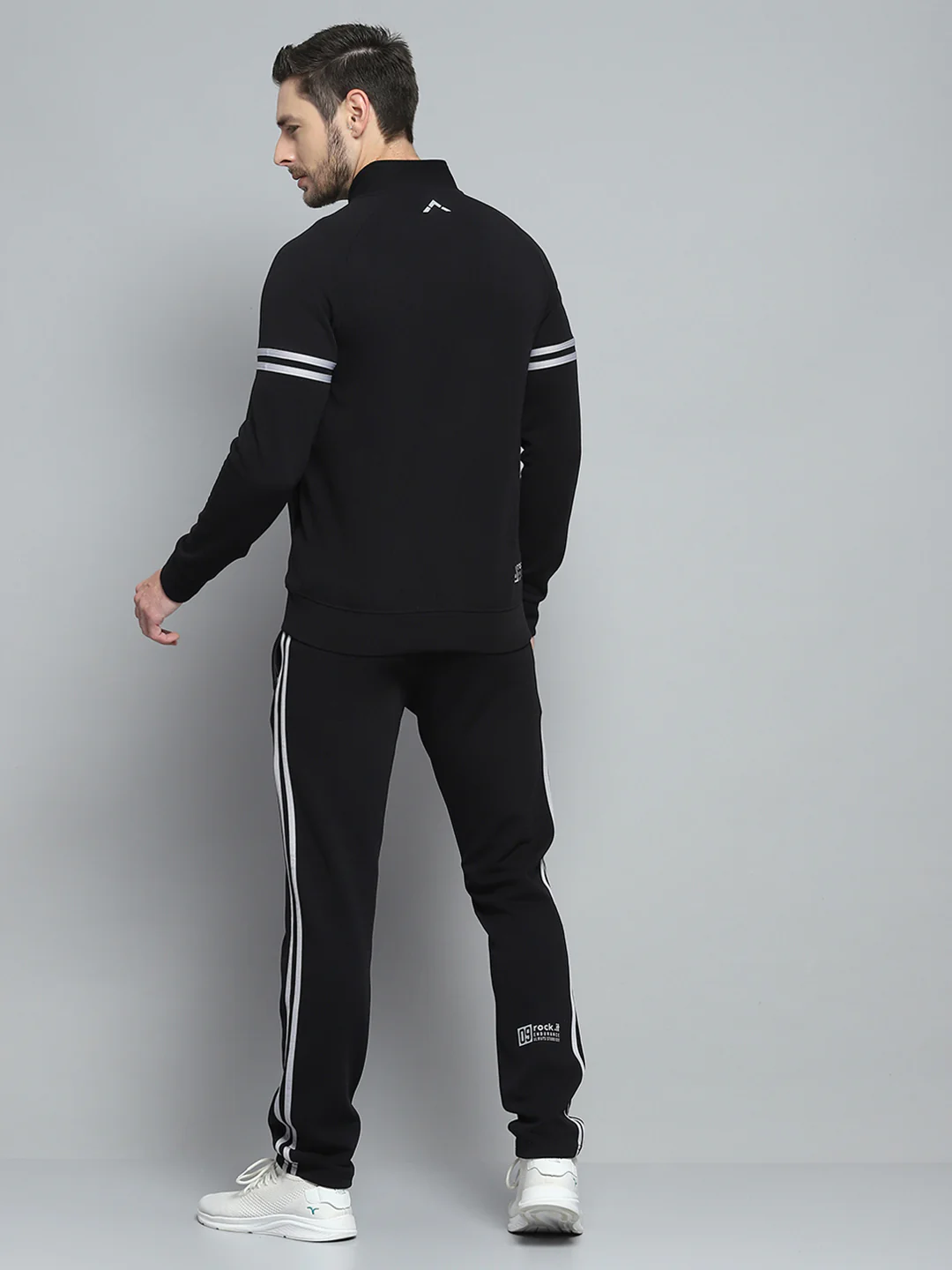 Rock.it Men Black Printed Mock Neck Full Sleeve Winter Tracksuit - Image 5