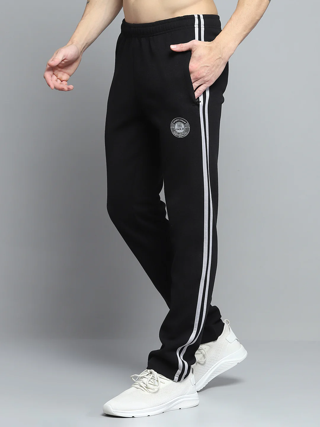 Rock.it Men Black Printed Mock Neck Full Sleeve Winter Tracksuit - Image 7