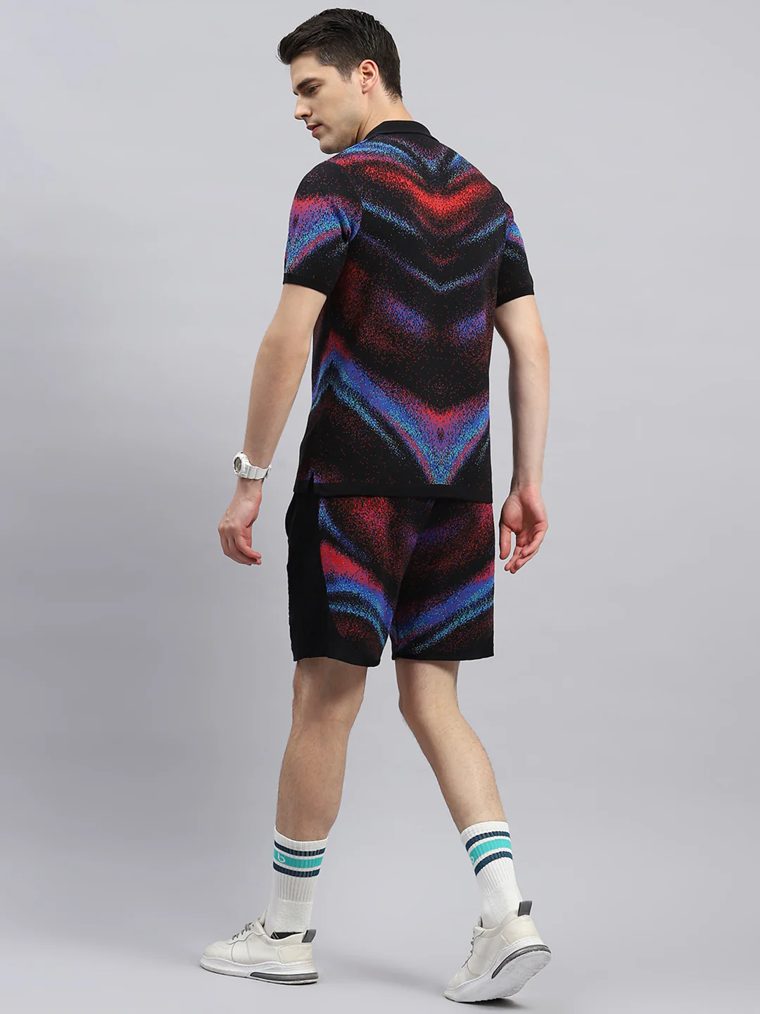 Men Black Printed Regular Fit Bermuda Set - Image 5