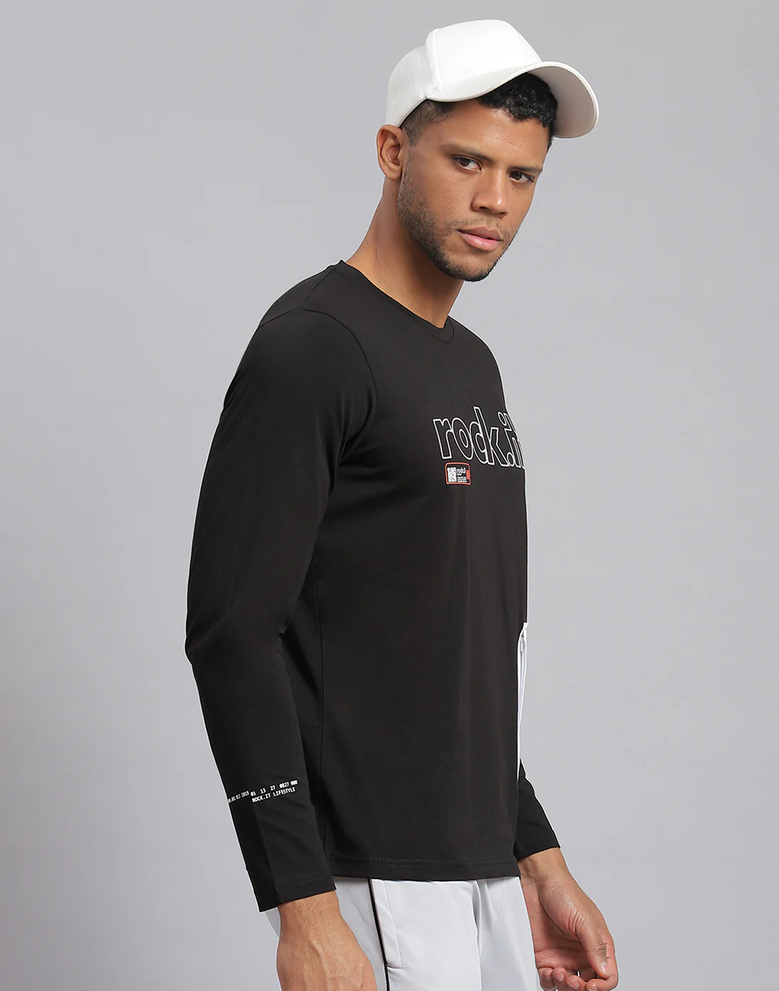 Rock.it Men Black Printed Round Neck Full Sleeve Active T-Shirt - Image 4