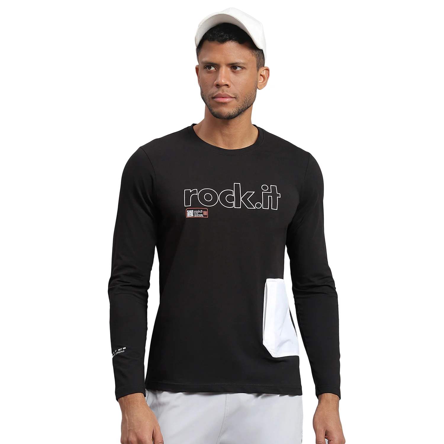 Rock.it Men Black Printed Round Neck Full Sleeve Active T-Shirt - Image 5