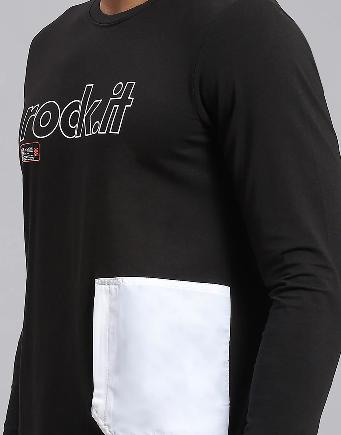 Rock.it Men Black Printed Round Neck Full Sleeve Active T-Shirt - Image 7
