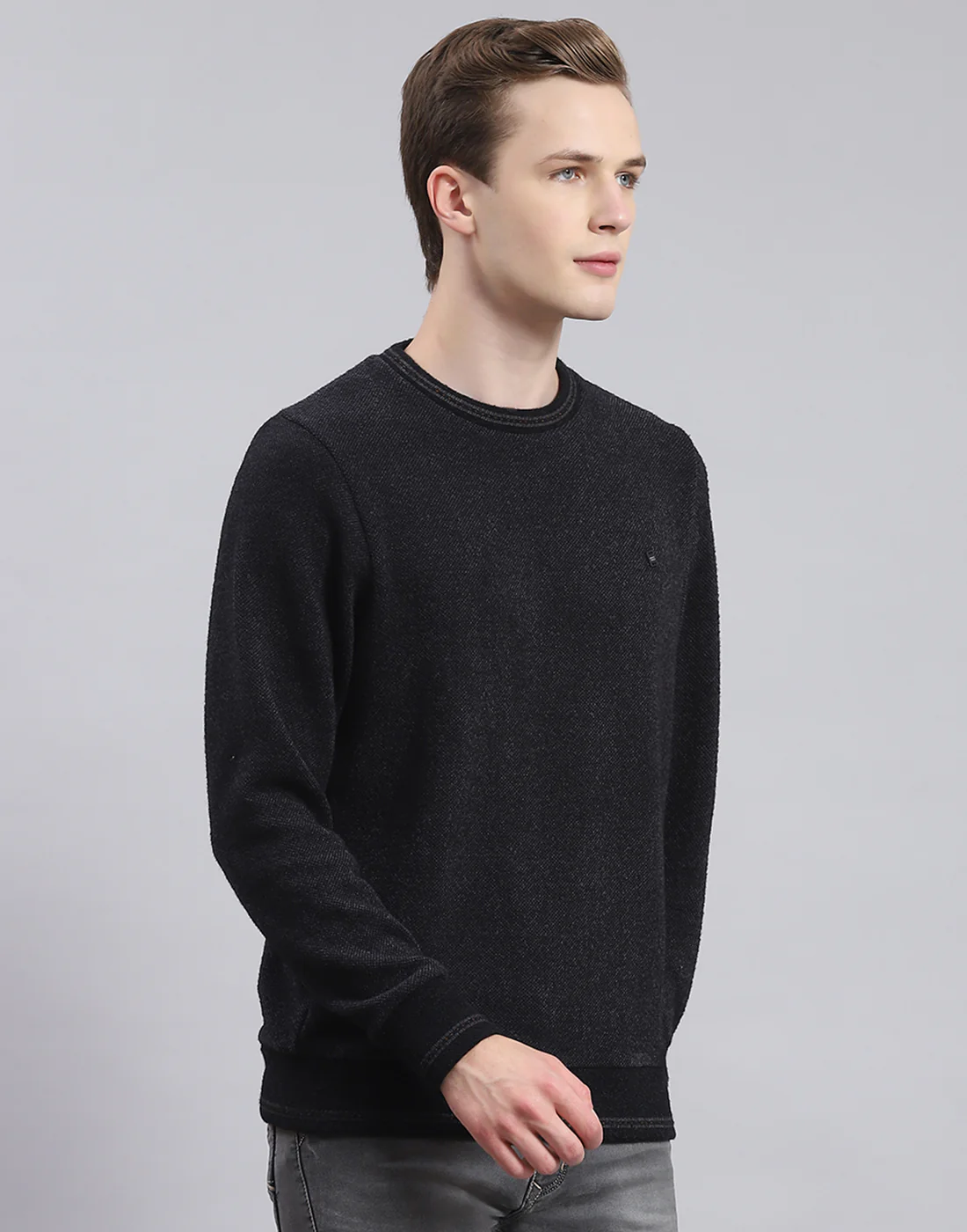Men Black Printed Round Neck Full Sleeve Sweatshirt - Image 4