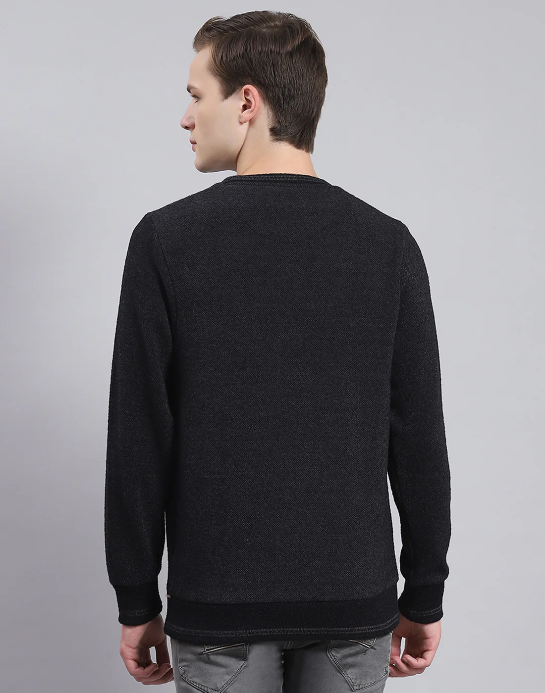 Men Black Printed Round Neck Full Sleeve Sweatshirt - Image 5