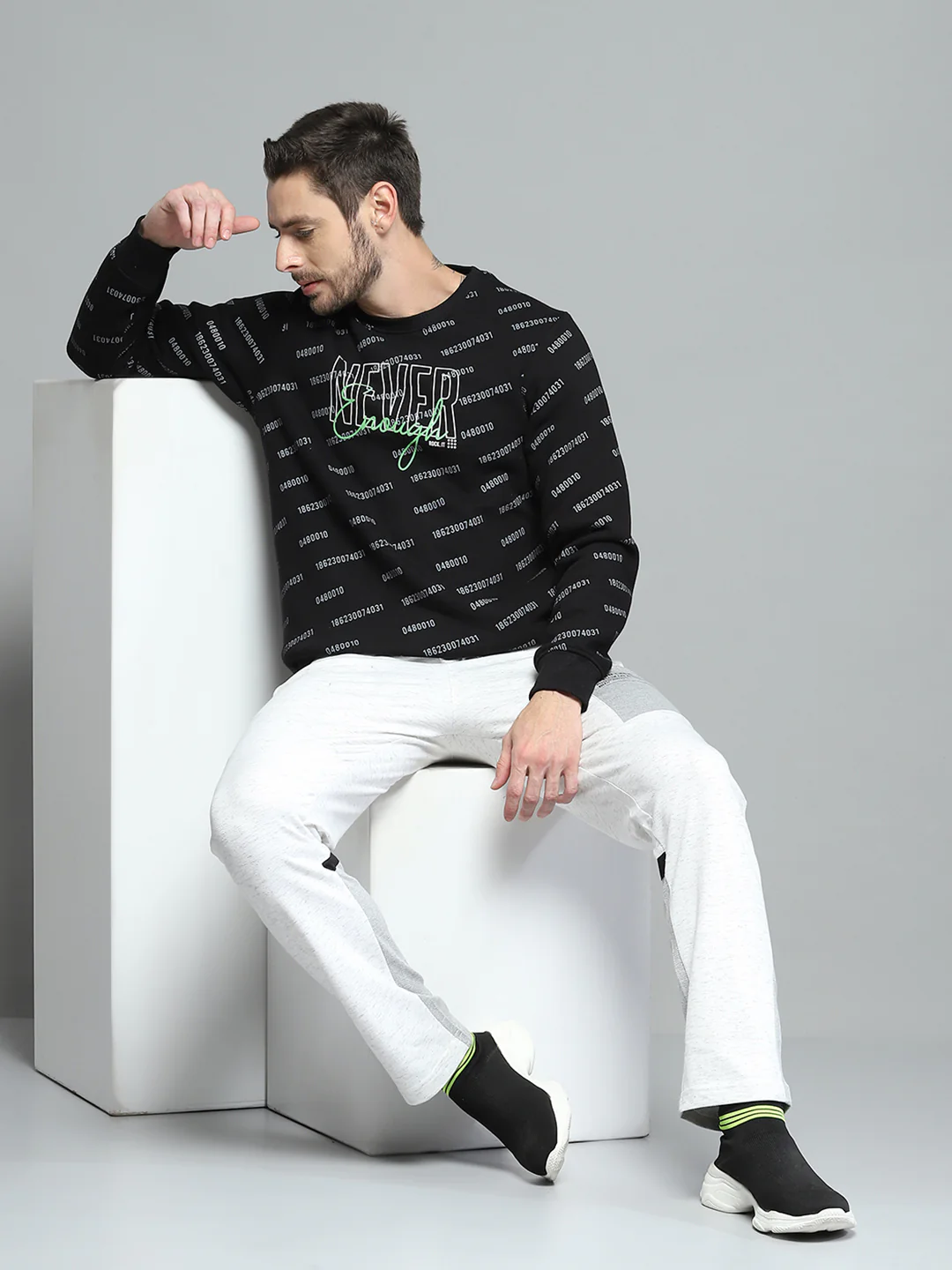 Rock.it Men Black Printed Round Neck Full Sleeve Sweatshirt - Image 2